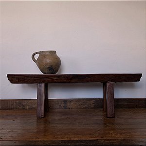 Banco Rústico com Design Orgânico, Séc. XX - 140x40cm