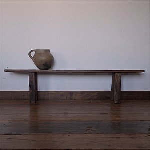 Banco Rústico de Madeira Escura, Anos 50 - 181x22x44cm