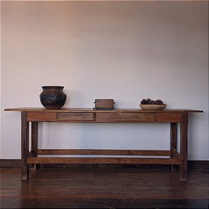 Mesa de Apoio em Madeira com Gavetas, Anos 50/60 - 254x49x93cm