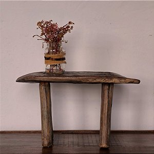 Banqueta Antiga com Pés Roliços, Século XX - 55x27x29cm
