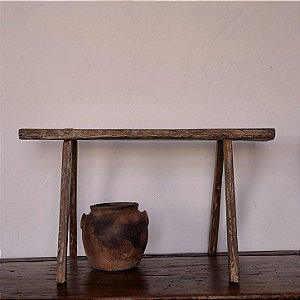 Banqueta Rústica, Pés Inclinados, Início Séc. XX - 65x19x37cm