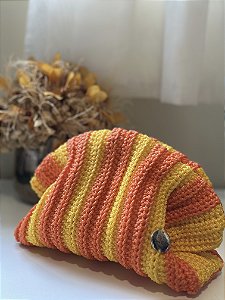 Bolsa Valentina listas amarela e laranja