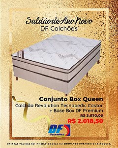 Saldão: Conjunto Box Queen (Colchão Revolution Tecnopedic Castor + Base Box DF Premium)