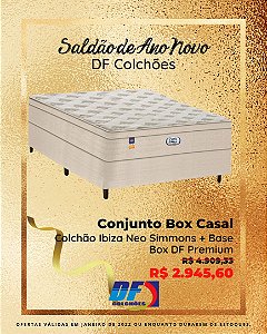 Saldão: Conjunto Box Casal (Colchão Ibiza Neo Simmons + Base Box DF Premium)