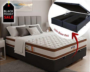 Conjunto Baú Queen (Colchão Ortomax D45 Biflex + Base Baú Trad. 46cm)