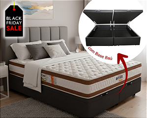 Conjunto Baú King (Colchão Ortomax D45 Biflex + Base Baú Econ. 36cm)