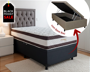 Conjunto Baú Solteirão (Colchão Ortomax D45 Biflex + Base Baú Trad. 46cm)