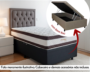 Conjunto Baú Solteirão (Colchão Ortomax D45 Biflex + Base Baú Econ. 36cm)