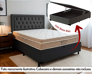Conjunto Baú Casal (Colchão Airtech Springpocket Ortobom + Base Baú Econ. 36cm)
