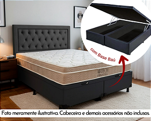 Conjunto Baú Queen (Colchão Airtech Springpocket Ortobom + Base Baú Econ. 36cm)