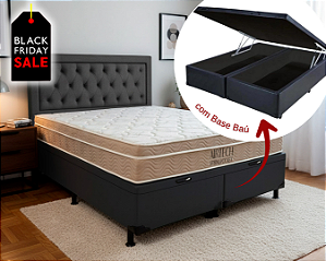 Conjunto Baú Queen (Colchão Airtech Springpocket Ortobom + Base Baú Econ. 36cm)