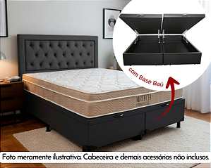 Conjunto Baú King (Colchão Airtech Springpocket Ortobom + Base Baú Trad. 46cm)