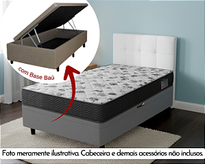 Conjunto Baú Solteirão (Colchão ISO 100 Ortobom + Base Baú Trad. 46cm)