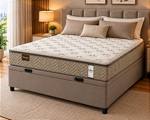 Conjunto Baú Casal (Colchão Naturarte Minaspuma + Base Baú Trad. 46cm)