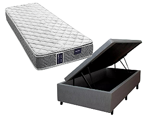 Conjunto Baú Solteiro (Colchão Amx Foam Double Face D33 Americanflex + Base Baú Econ. 36cm)
