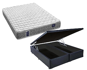 Conjunto Baú Queen (Colchão Amx Foam Double Face D45 Americanflex + Base Baú Trad. 46cm)