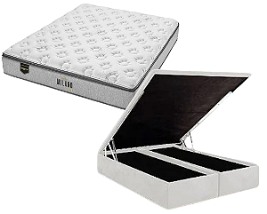 Conjunto Baú Queen (Colchão Milano Gel Minaspuma + Base Baú Trad. 46cm)