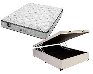 Conjunto Baú Casal (Colchão Milano Gel Minaspuma + Base Baú Econ. 36cm)