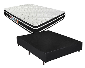 Conjunto Box Casal (Colchão Black White Double Face D33 Castor + Base Box)
