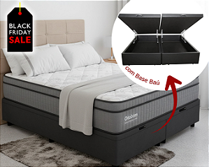 Conjunto Baú King (Colchão Exclusive Sleep Ortobom + Base Baú Econ. 36cm)