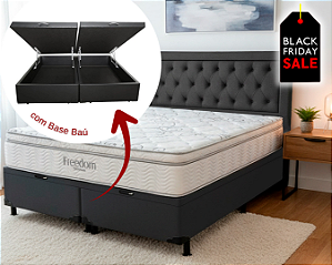 Conjunto Baú King (Colchão Freedom Pocket Ortobom + Base Baú Econ. 36cm)