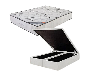 Conjunto Baú Queen (Colchão High Foam Espuma Ortobom + Base Baú Econ. 36cm)