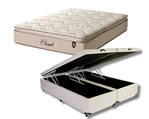 Conjunto Baú King (Colchão Cloud Molas Ensacadas Lucspuma + Base Baú Econ. 36cm)