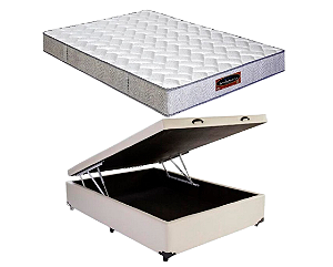 Conjunto Baú Casal (Colchão Espuma Bordeaux D45 Sankonfort + Base Baú Econ. 36cm)
