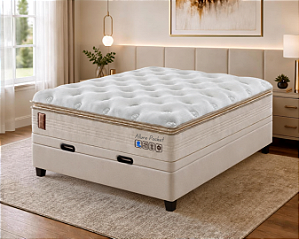 Conjunto Baú Casal (Colchão Allure Pocket Solar + Base Baú Econ. 36cm)