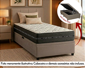 Conjunto Baú Solteirão (Colchão Prime Pocket Soft Pluma + Base Baú Econ. 36cm)