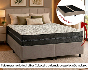 Conjunto Box Queen (Colchão Prime Pocket Soft Pluma + Base Box)