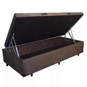 Cama Box Baú Blindado Solteiro AColchoes Suede Marrom 41x88x188