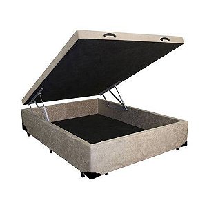 Cama Box Baú Blindado Casal AColchoes Suede Bege 41x138x188