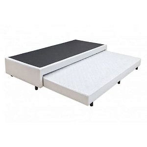 Cama Box Solteiro com Auxiliar Espuma Sintético Branco 50x78x188