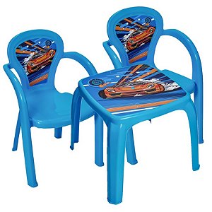 Kit Mesa Infantil Decorada Carro + 2 Cadeiras Carro Usual - USUAL PLASTIC