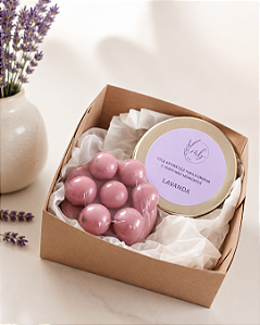 Kit - Hora de relaxar ( 1 Sabonete de Lavanda Mini + 1 Mini vela de Lavanda)