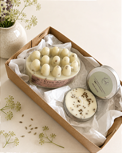 Kit -Erva doce - Sabonete Massageador 130g + Mini Vela aromática de Erva doce