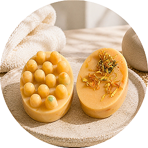 Sabonete massageador botânico - Chá de laranjeira e calêndula 130g