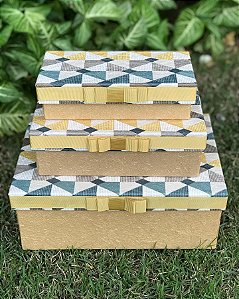 Kit caixas cartonadas de papel artesanal retangular