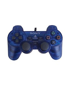 CONTROLE SONY PS2 DUALSHOCK 2 - AZUL TRANSLÚCIDO - USADO