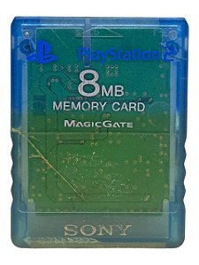 MEMORY CARD 8MB - AZUL TRANSPARENTE - C/ DETALHE - USADO - PLAYSTATION 2