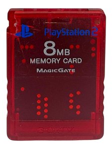 MEMORY CARD 8MB VERMELHO TRANSPARENTE - C/ DETALHE - USADO - PLAYSTATION 2