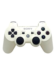 CONTROLE SONY PS3 DUALSHOCK 3 (BRANCO) C/ DETALHES - USADO