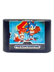 SONIC THE HEDGEHOG 2 - CARTUCHO/ C/ DETALHES - USADO - MEGA DRIVE