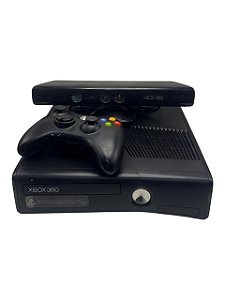 CONSOLE XBOX 360 (DESBLOQUEADO REGIÃO) MEMÓRIA INTERNA 4GB - C/ KINECT - USADO