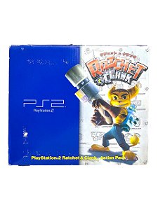 CONSOLE PLAYSTATION 2 FAT RATCHET & CLANK ACTION PACK DESBLOQUEADO - USADO