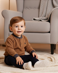 Conjunto Bebê Masculino Blusa Tricot e Calça Paraíso 14794