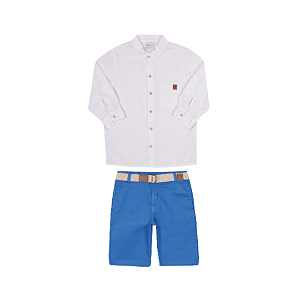 Conjunto Infantil Masculino Paraiso camisa e shorts jeans Ref15569