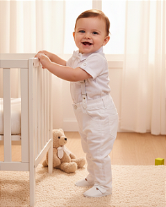 Conjunto Bebê Masculino Batizado suspensório Paraiso 15662