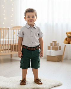Conjunto Infantil Masculino CamisaLinho Shorts Paraiso 14060